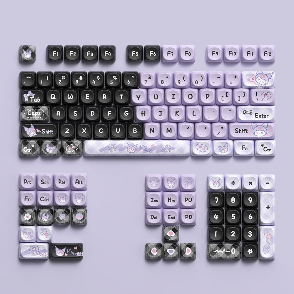 Kuromi Yugui Dog Purple Cute Keycap Set, MOA Profile, PBT Dye Sub Key Cap