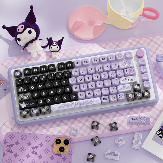 Kuromi Yugui Dog Purple Cute Keycap Set, MOA Profile, PBT Dye Sub Key Cap