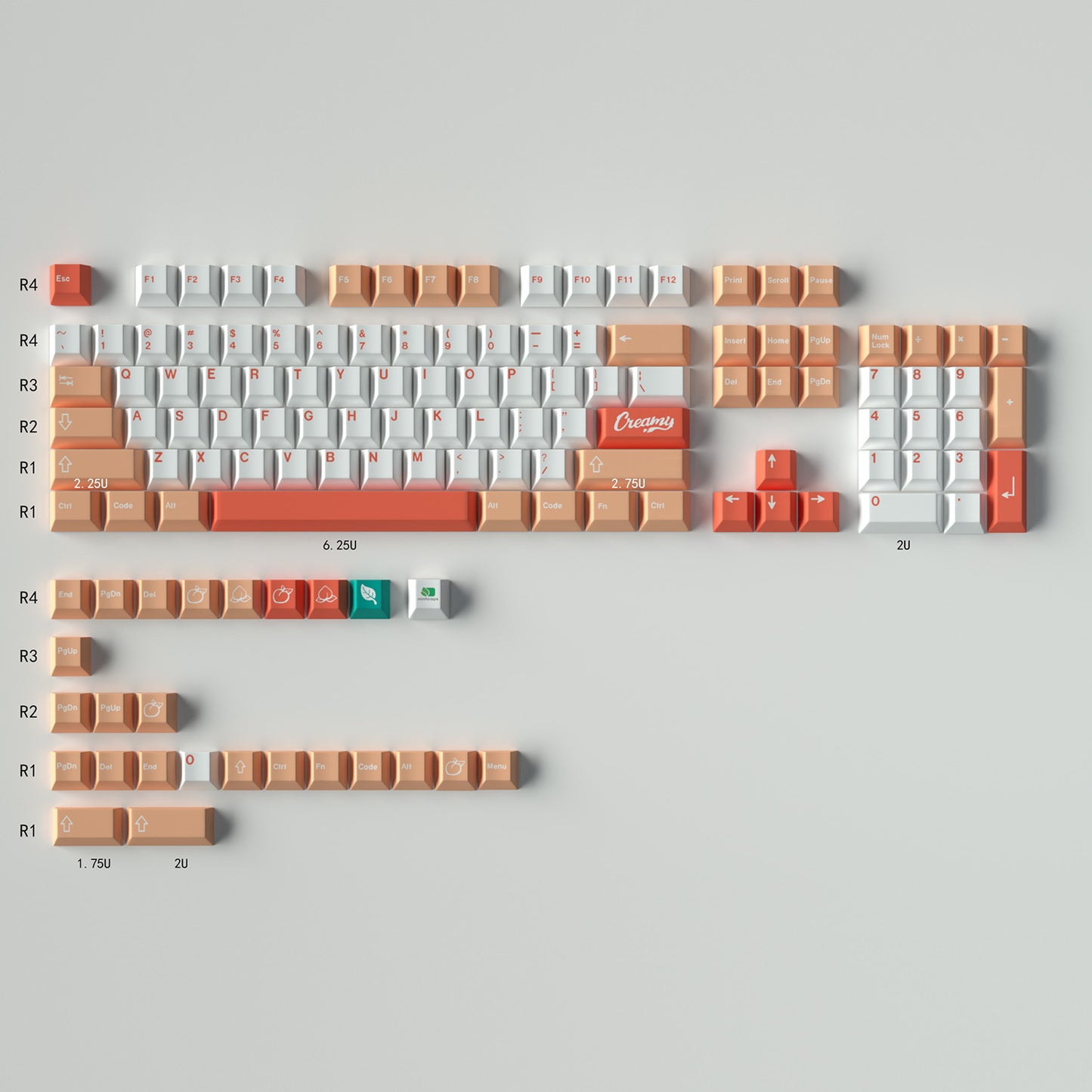 GMK Peaches Cream Keycap Set, Cherry Profile, Dye Sub PBT Key Cap