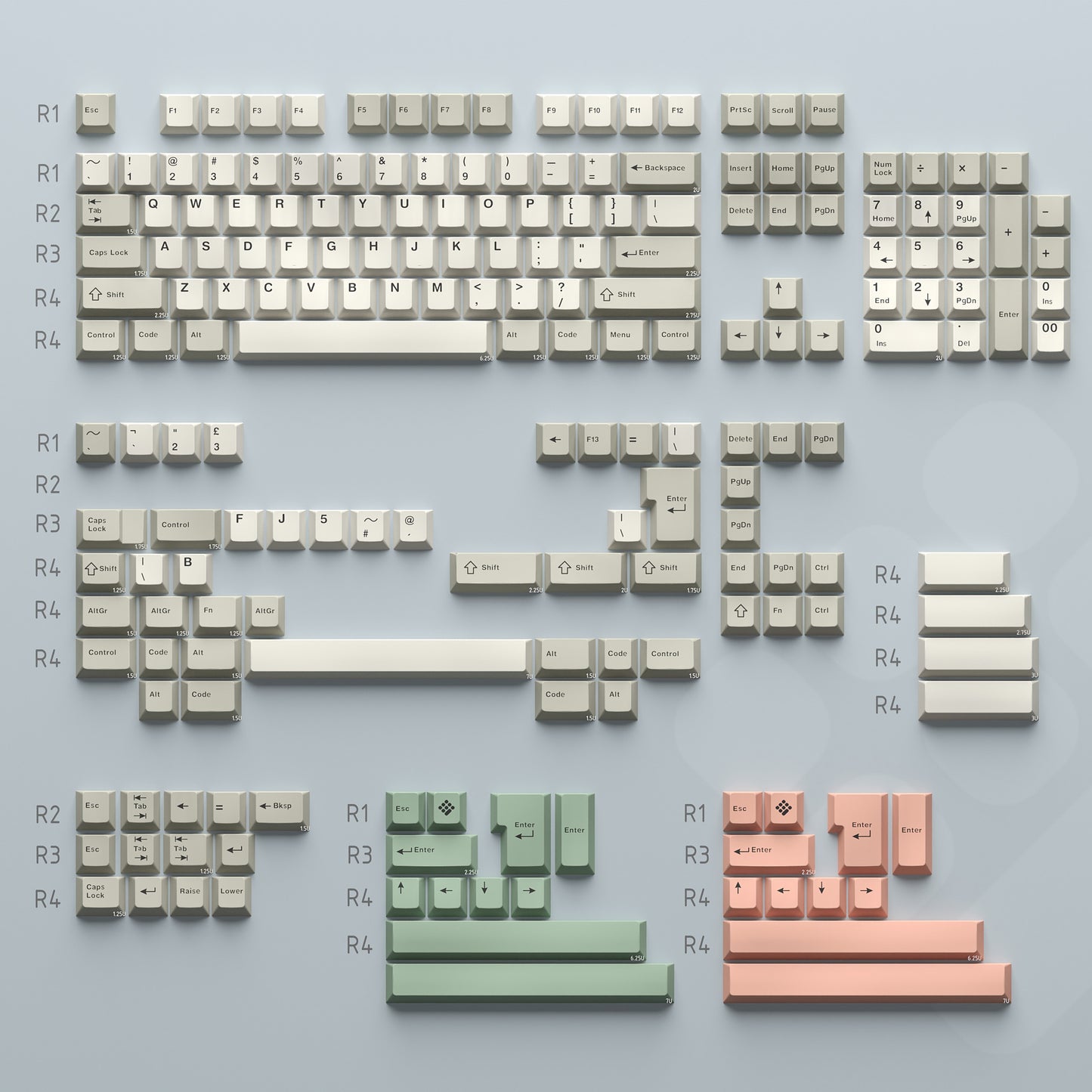 9009 Keycap Set, Cherry Profile, Double Shot PBT Key Cap