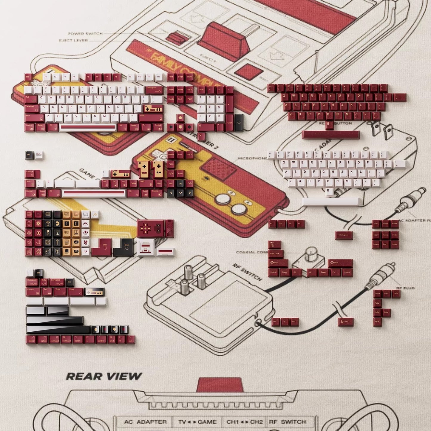80Retros Retro FC1983 Keycap Set, Cherry Profile, PBT Key Cap Set