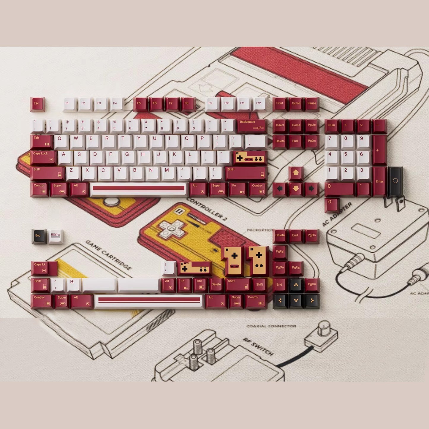 80Retros Retro FC1983 Keycap Set, Cherry Profile, PBT Key Cap Set