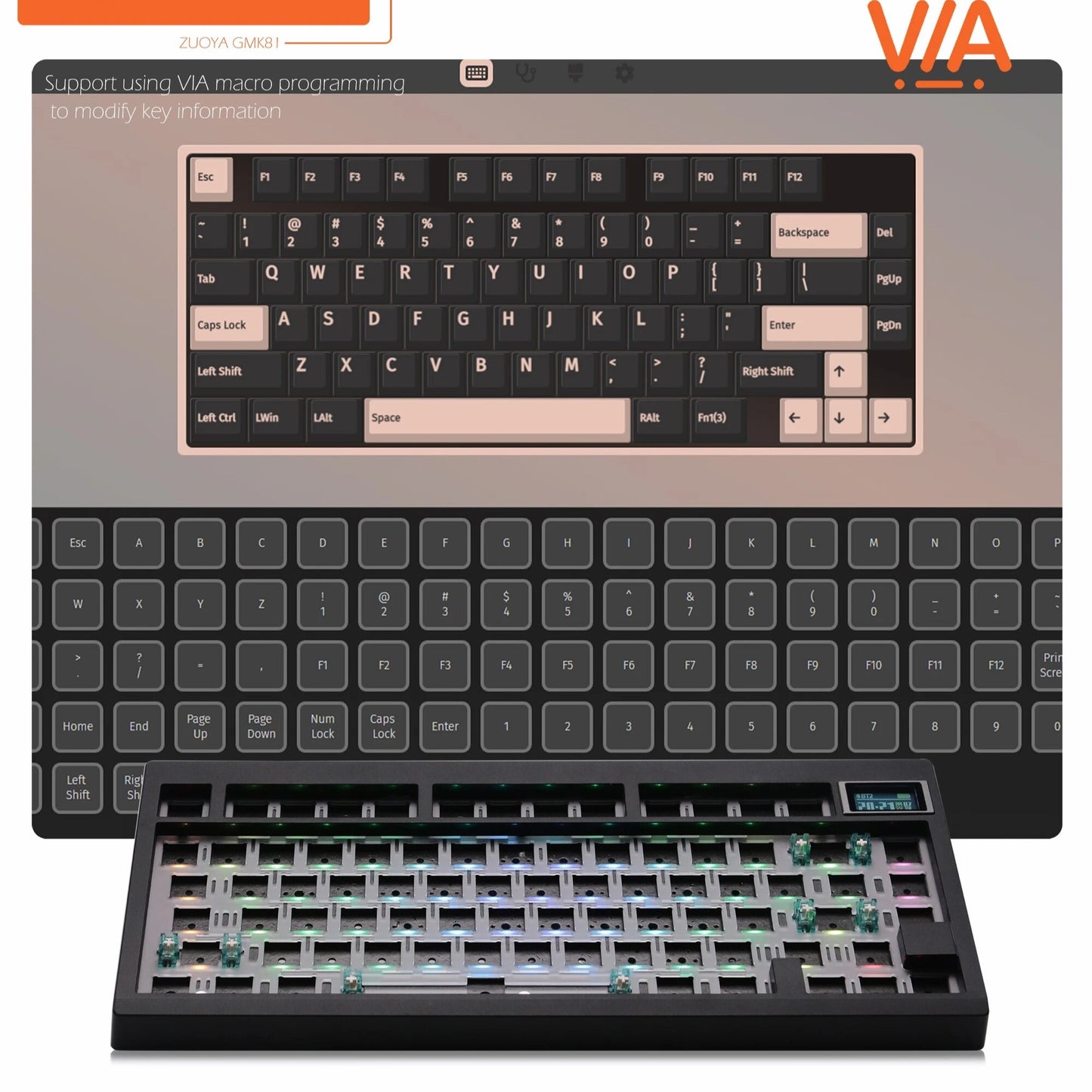 Zuoya GMK81 Mechanical Keyboard with LED Screen
