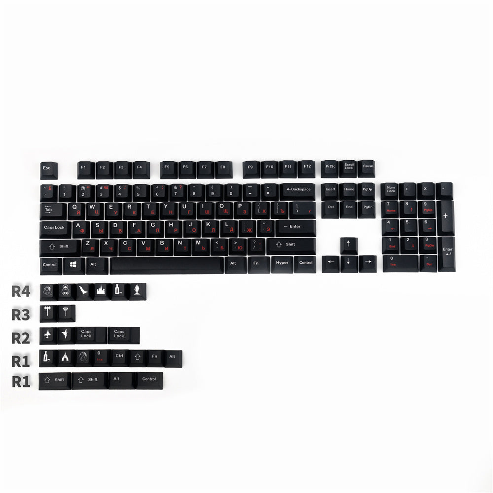 GMK WoB Red Japanese/Cyrillic Keycap Set, Cherry Profile, PBT Dye Sub Key Cap
