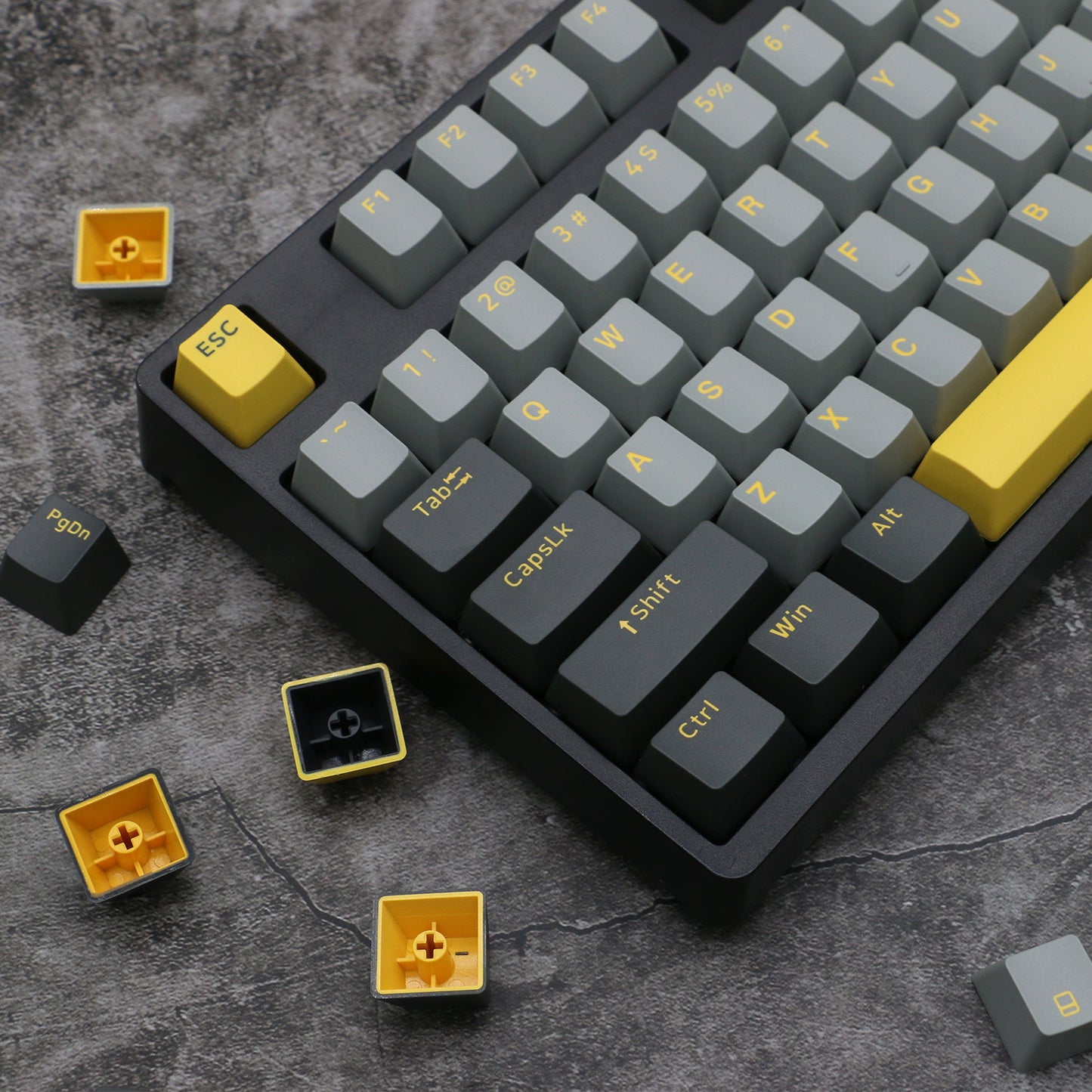 Graphite Gold Keycap Set, Cherry Profile, Double Shot PBT Key Cap