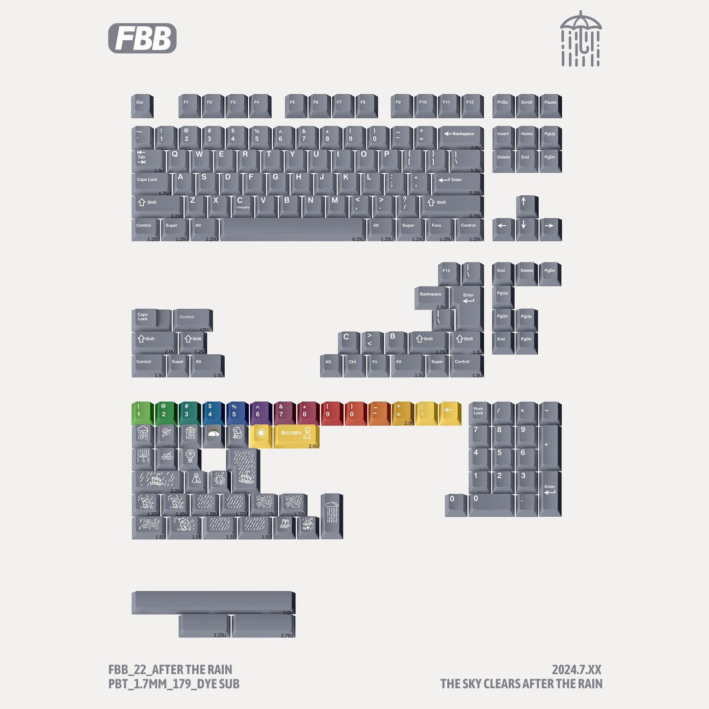 FBB After the Rain Dark/Light Keycap Set, Cherry Profile, Dye Sub PBT Key Cap