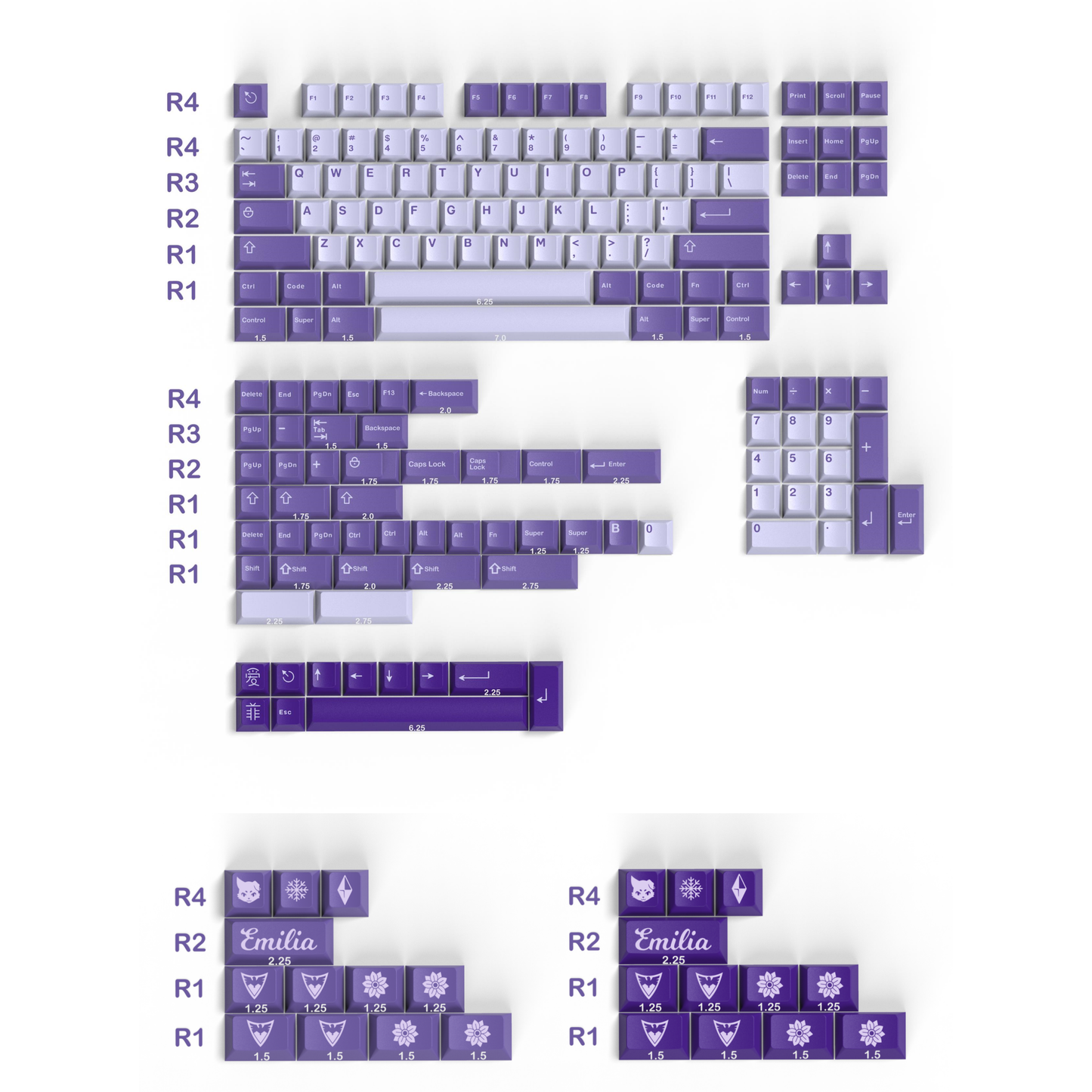 Aifei Emilia Keycap Set, Cherry Profile, Double Shot ABS Key Cap