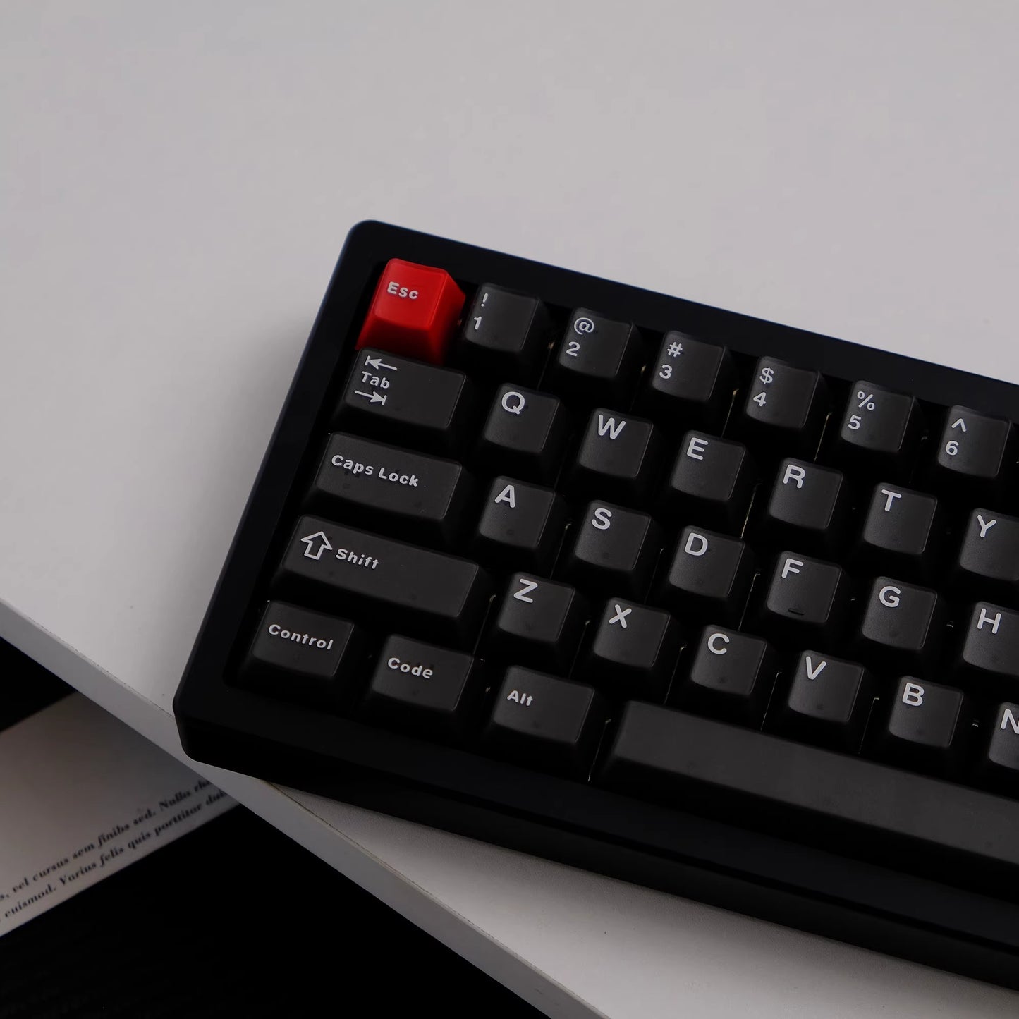 Minimalist Black Semi-Transparent Keycap Set, Cherry Profile, Double Shot ABS Key Cap