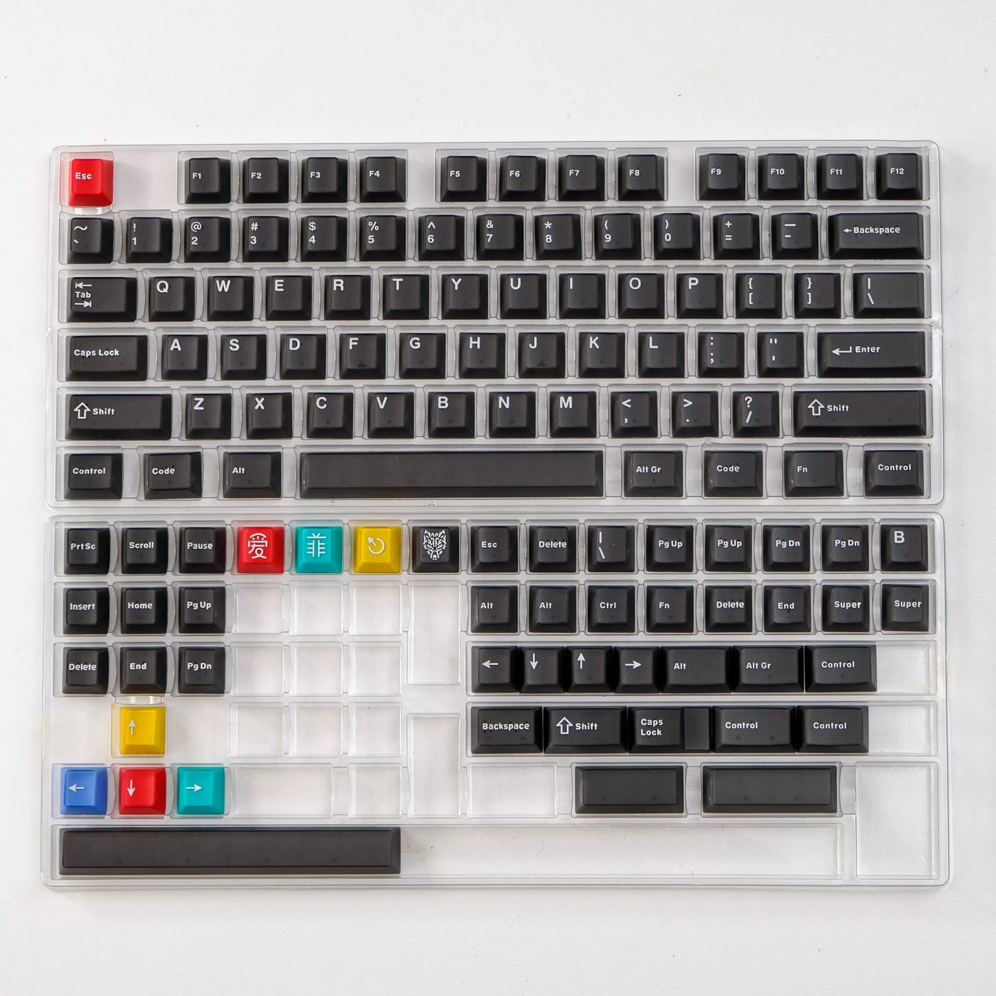 Minimalist Black Semi-Transparent Keycap Set, Cherry Profile, Double Shot ABS Key Cap