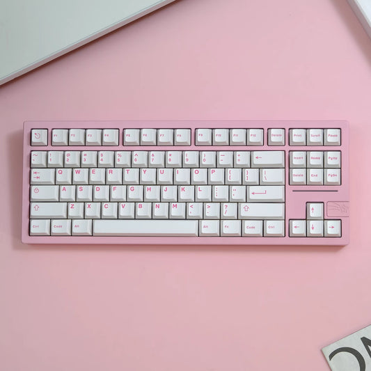 Aifei Pink on White (POW) Keycap Set, Cherry Profile, Double Shot ABS Key Cap