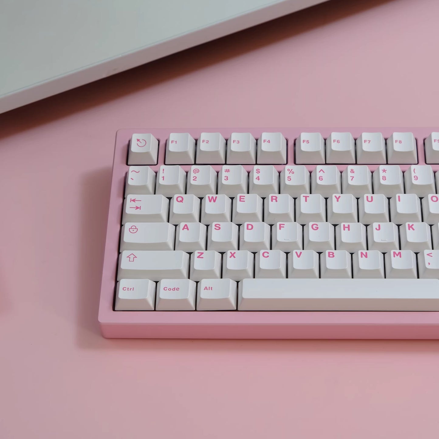 Aifei Pink on White (POW) Keycap Set, Cherry Profile, Double Shot ABS Key Cap