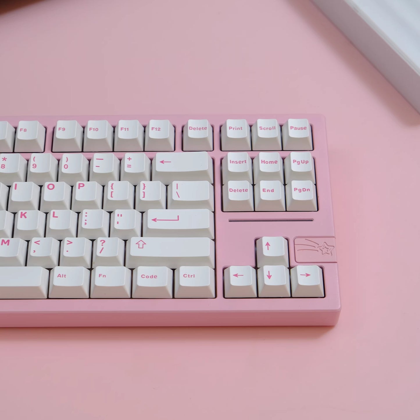 Aifei Pink on White (POW) Keycap Set, Cherry Profile, Double Shot ABS Key Cap