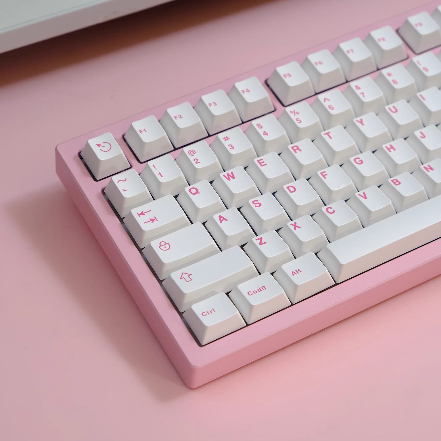 Aifei Pink on White (POW) Keycap Set, Cherry Profile, Double Shot ABS Key Cap