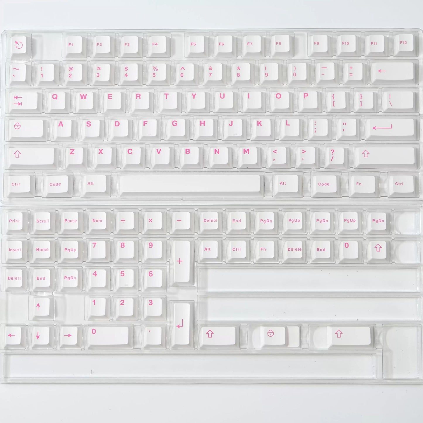 Aifei Pink on White (POW) Keycap Set, Cherry Profile, Double Shot ABS Key Cap