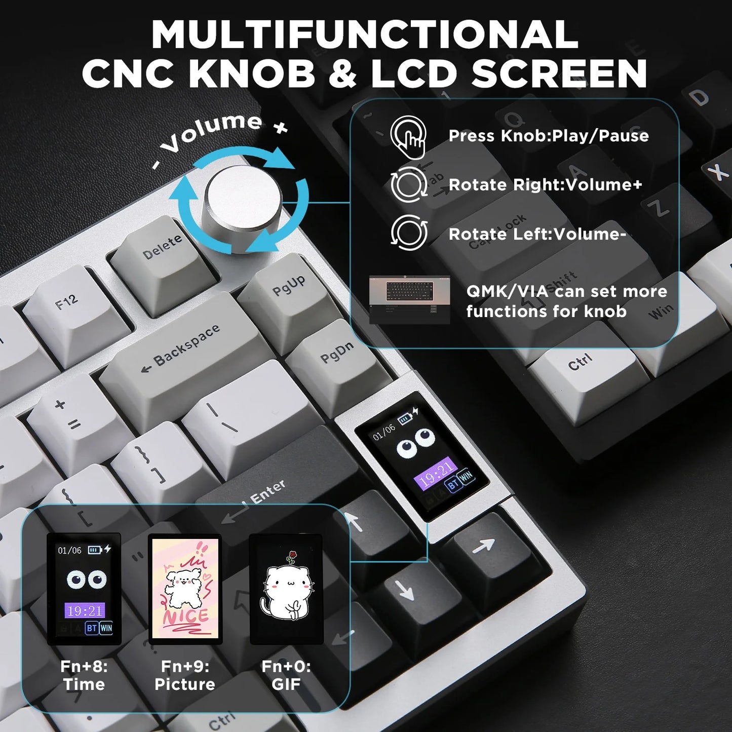 Yunzii AL80 QMK/VIA Aluminum LCD Mechanical Keyboard