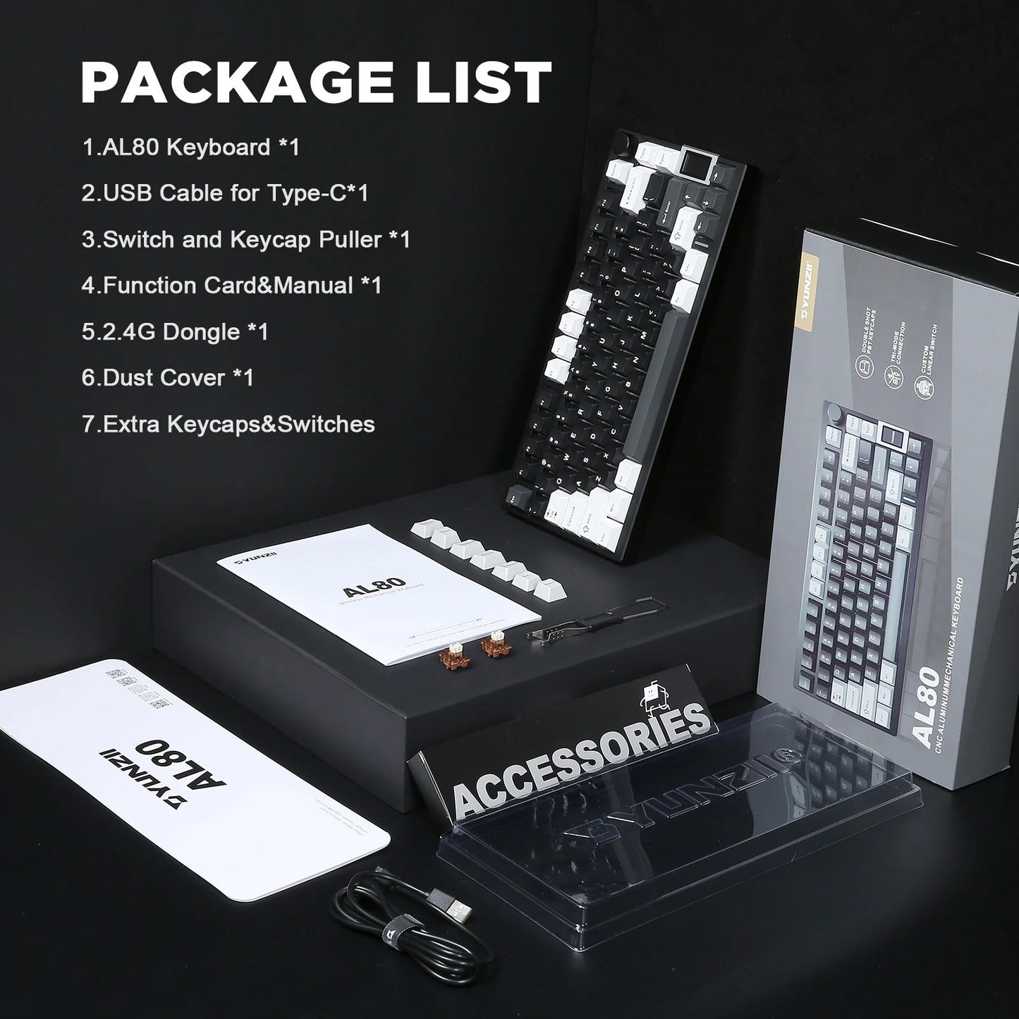 Yunzii AL80 QMK/VIA Aluminum LCD Mechanical Keyboard
