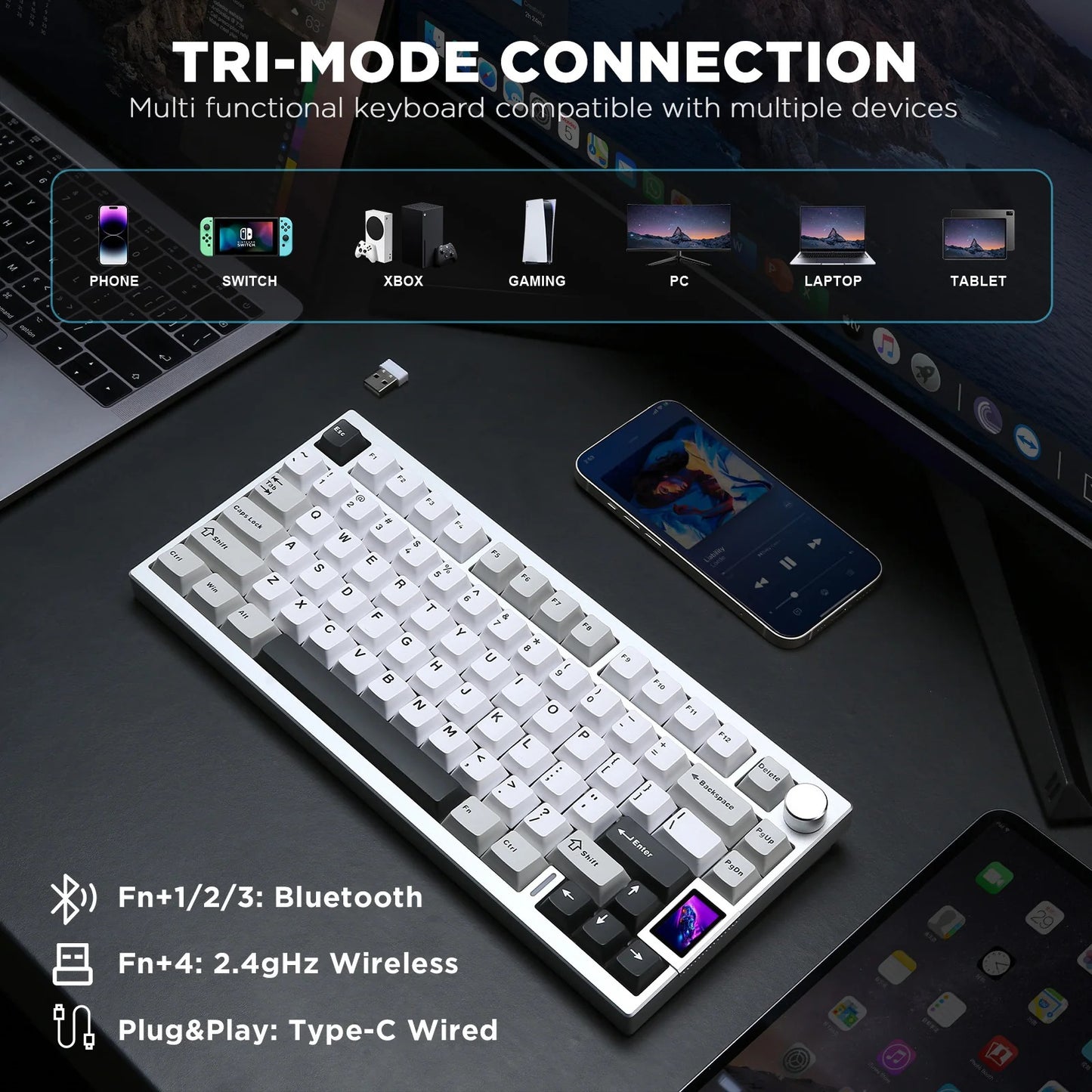 Yunzii AL80 QMK/VIA Aluminum LCD Mechanical Keyboard