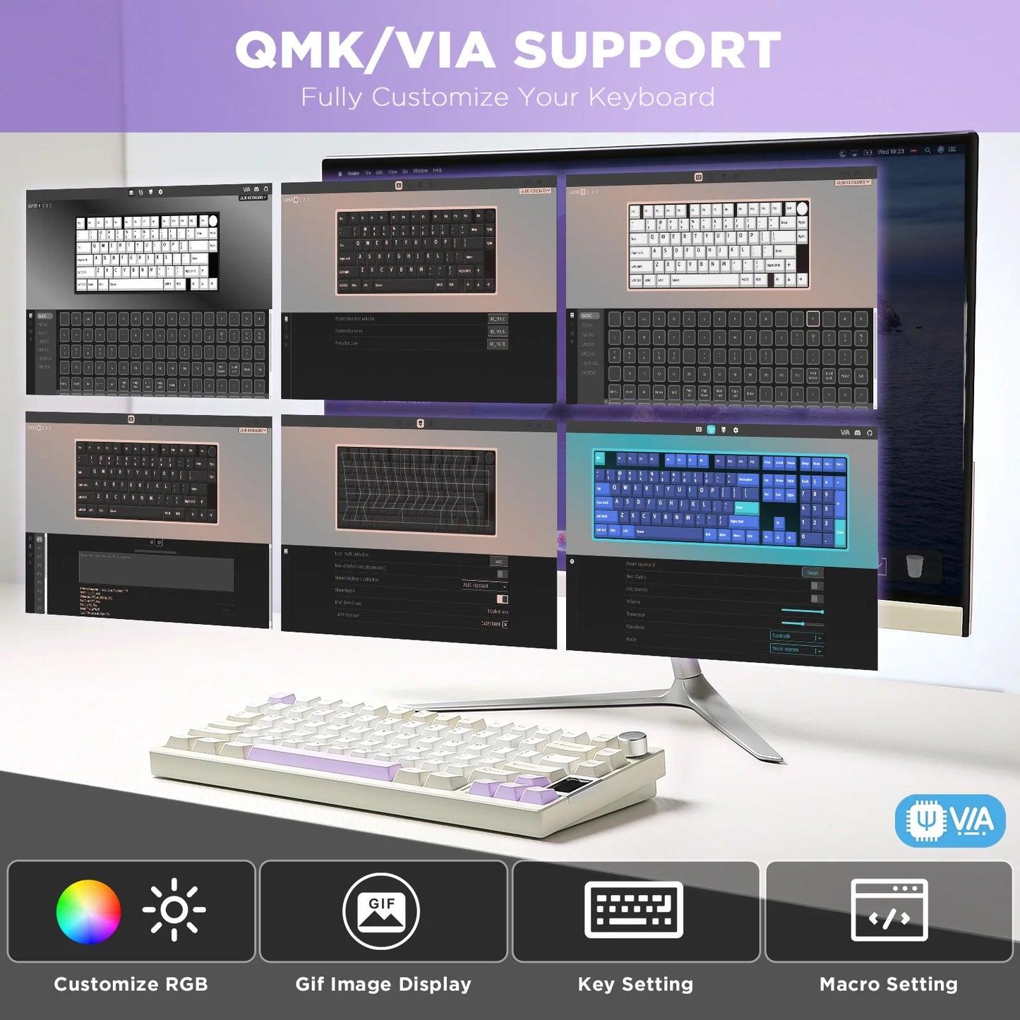 Yunzii AL80 QMK/VIA Aluminum LCD Mechanical Keyboard