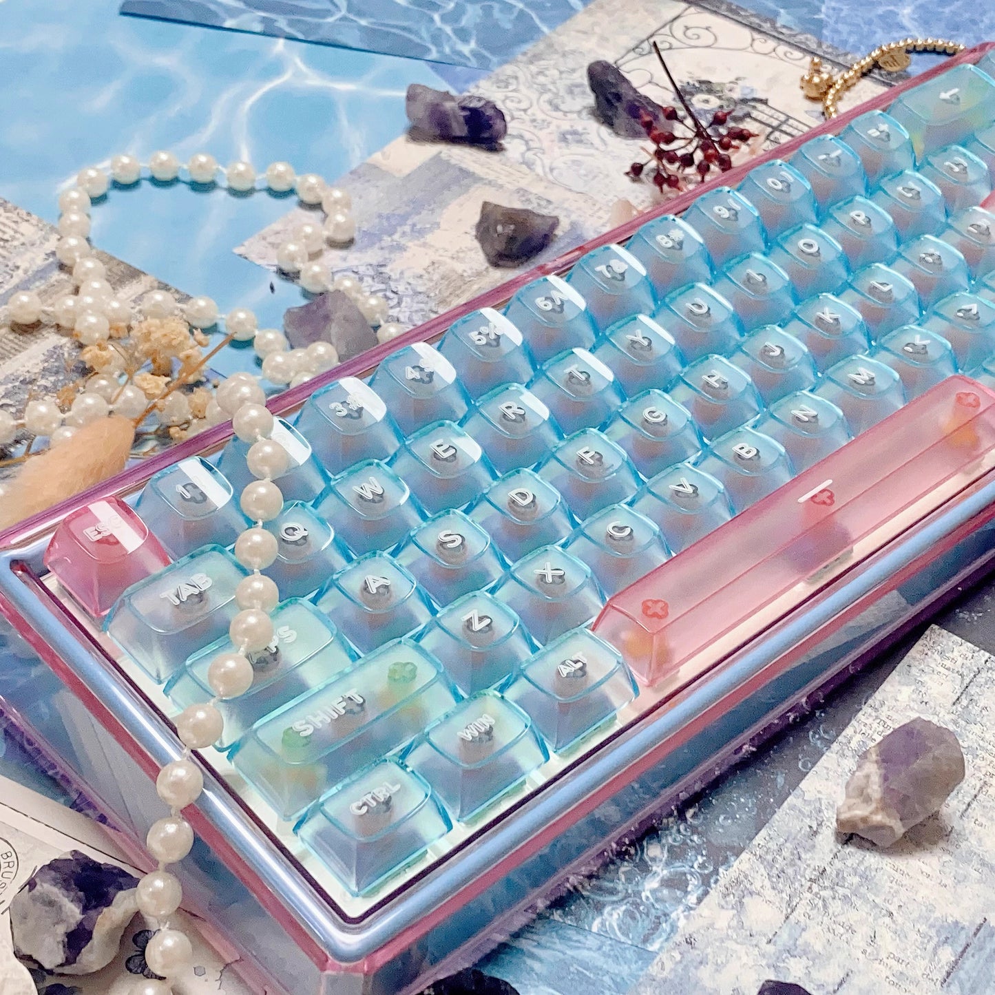 Ainbell Base68 Ocean Blue Themed Cute Custom Design Keyboard