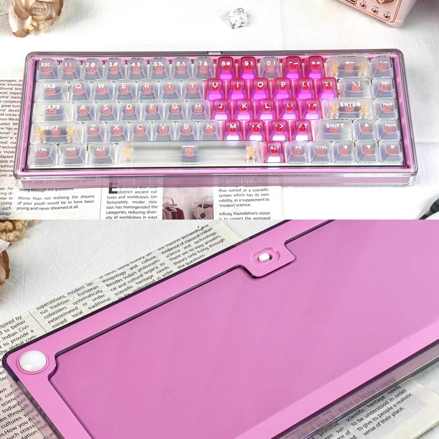 Ainbell Base68 (Pink Heart) Cute Custom Design Keyboard