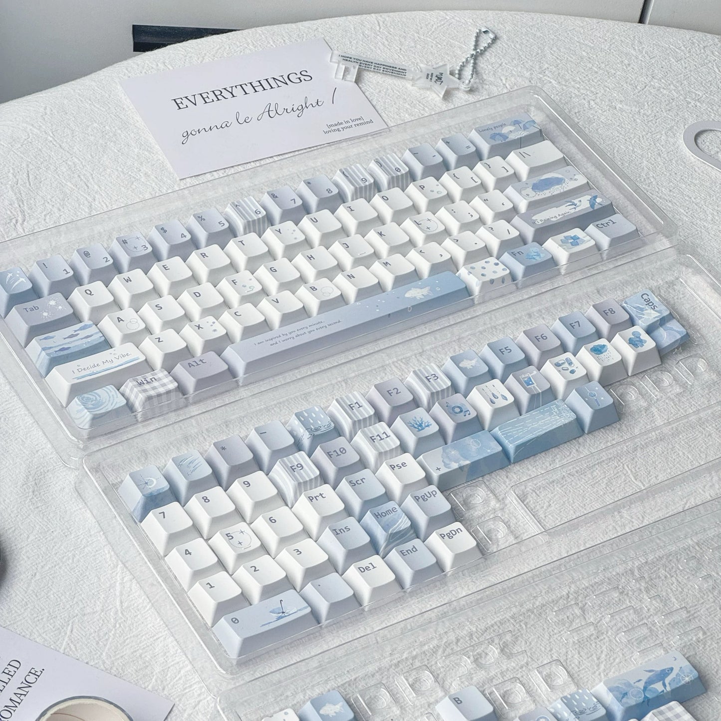Blue Island Cute Keycap Set, Cherry Profile, Dye Sub PBT + PC Key cap