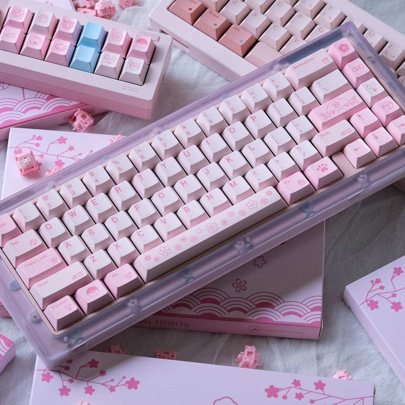 80Retros Blush 1990s Pink Keycap Set, Cherry Profile, PBT Key Cap Set