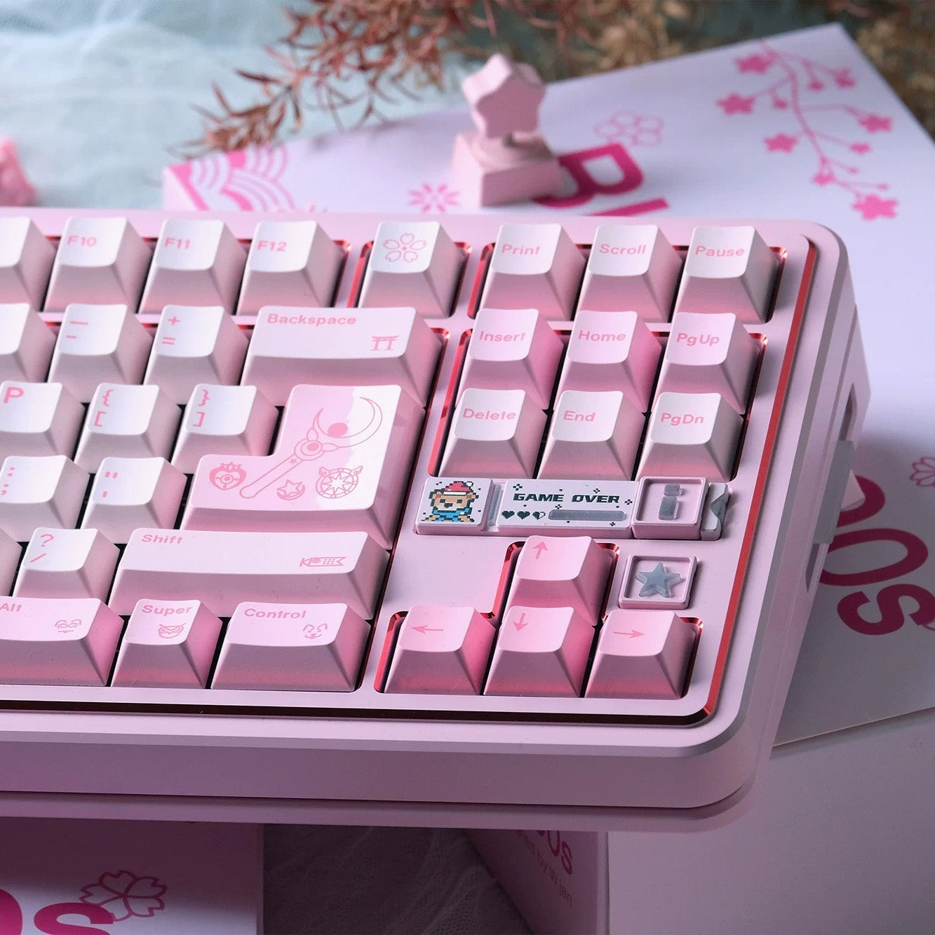 80Retros Blush 1990s Pink Keycap Set, Cherry Profile, PBT Key Cap Set