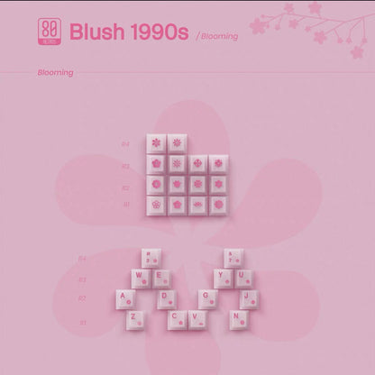 80Retros Blush 1990s Pink Keycap Set, Cherry Profile, PBT Key Cap Set