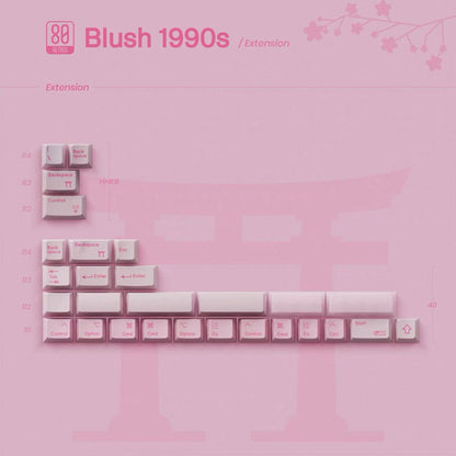 80Retros Blush 1990s Pink Keycap Set, Cherry Profile, PBT Key Cap Set
