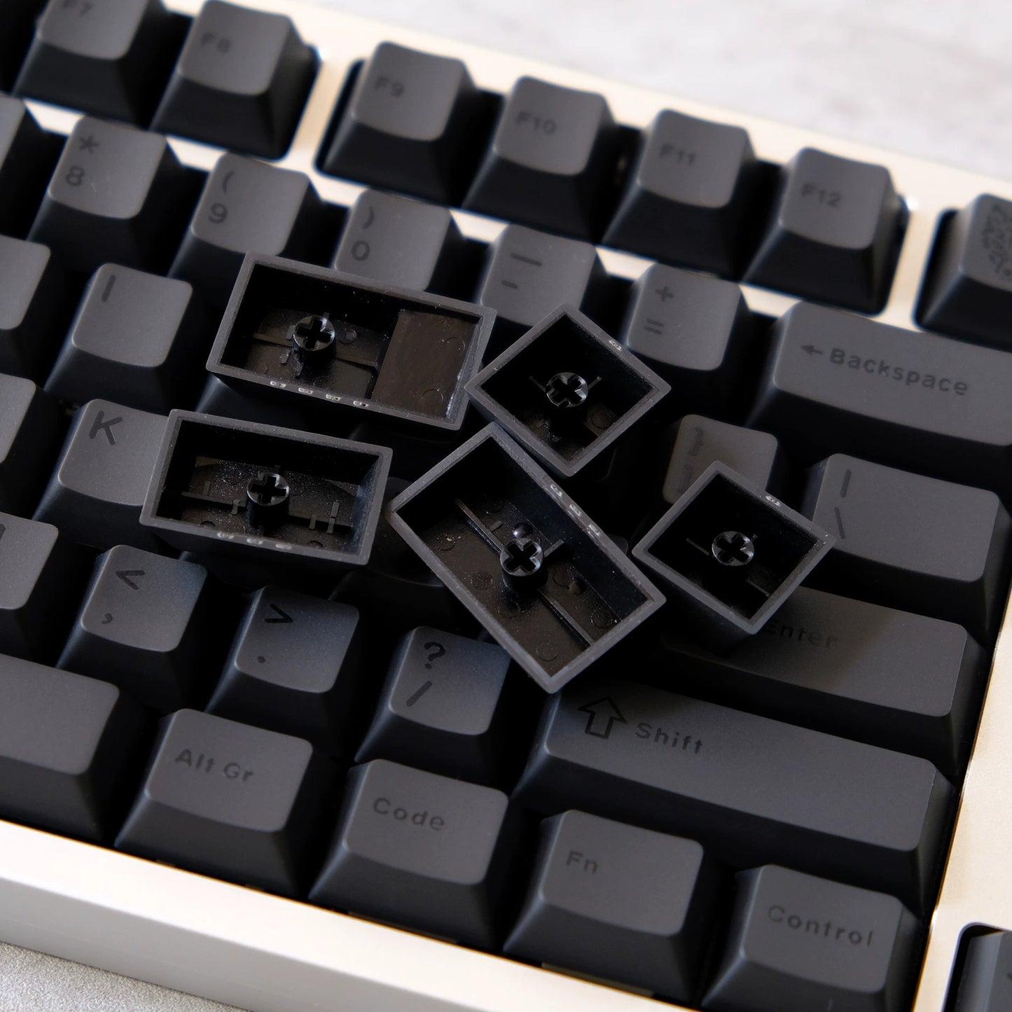 Black on Black Keycap Set, Cherry Profile, Double Shot ABS
