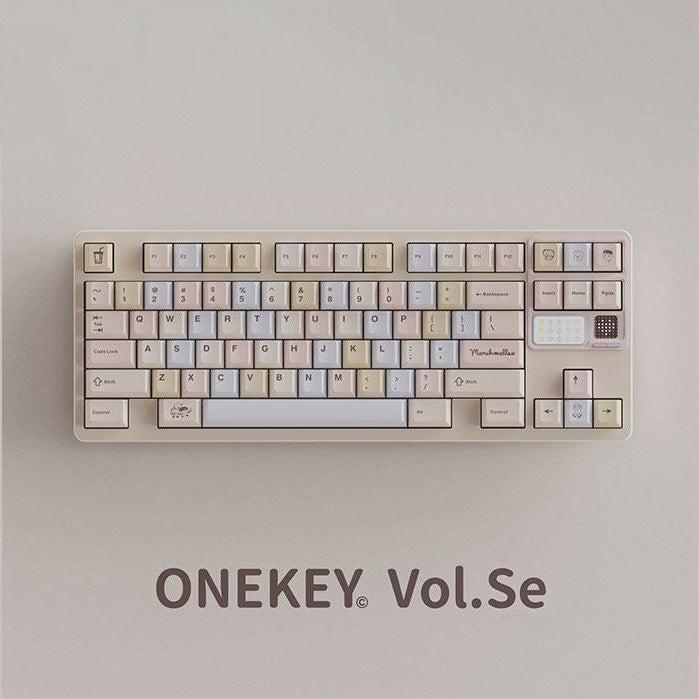 QK x ONEKEY Bubble Tea Marshmallow Keycap Set, Cherry Profile, Dye
