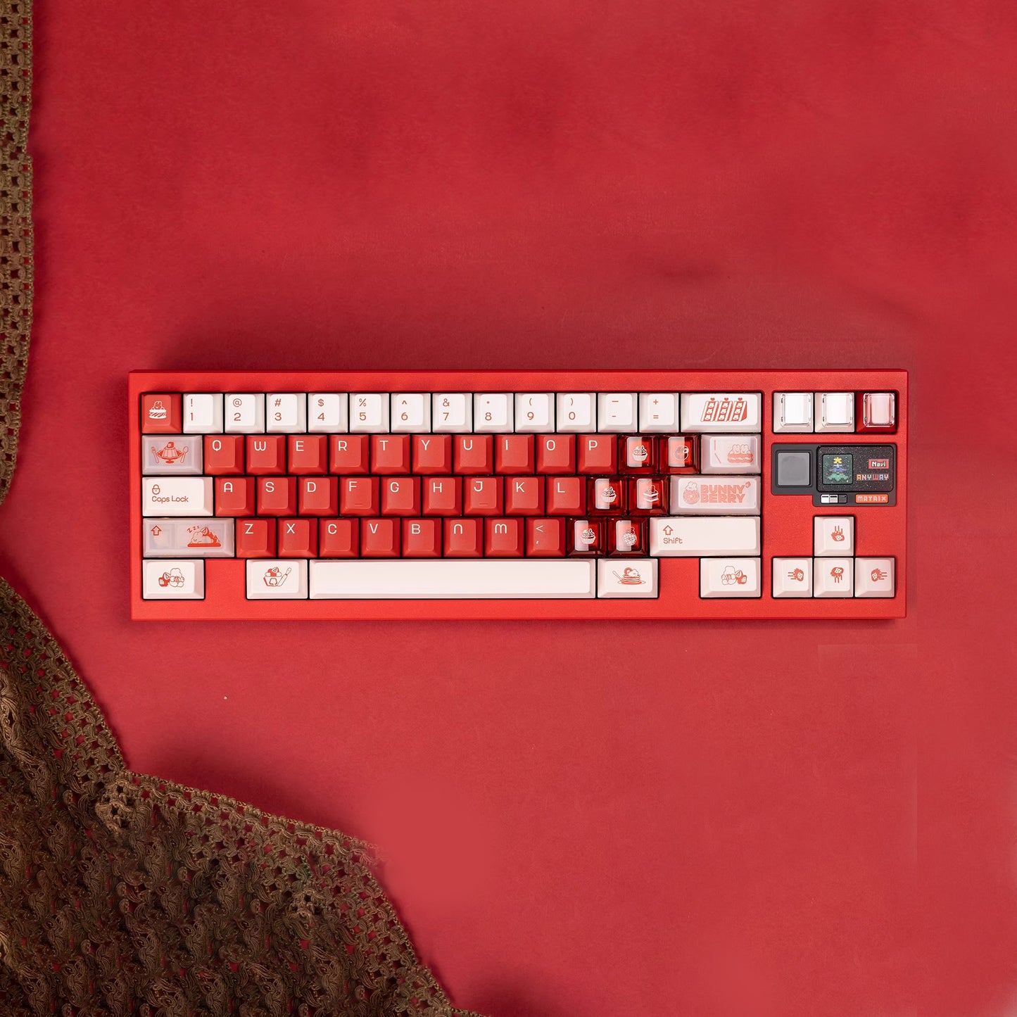 Bunny Berry Cute Keycap Set, Cherry Profile, Dye Sub PBT + PC Transparent Key Caps