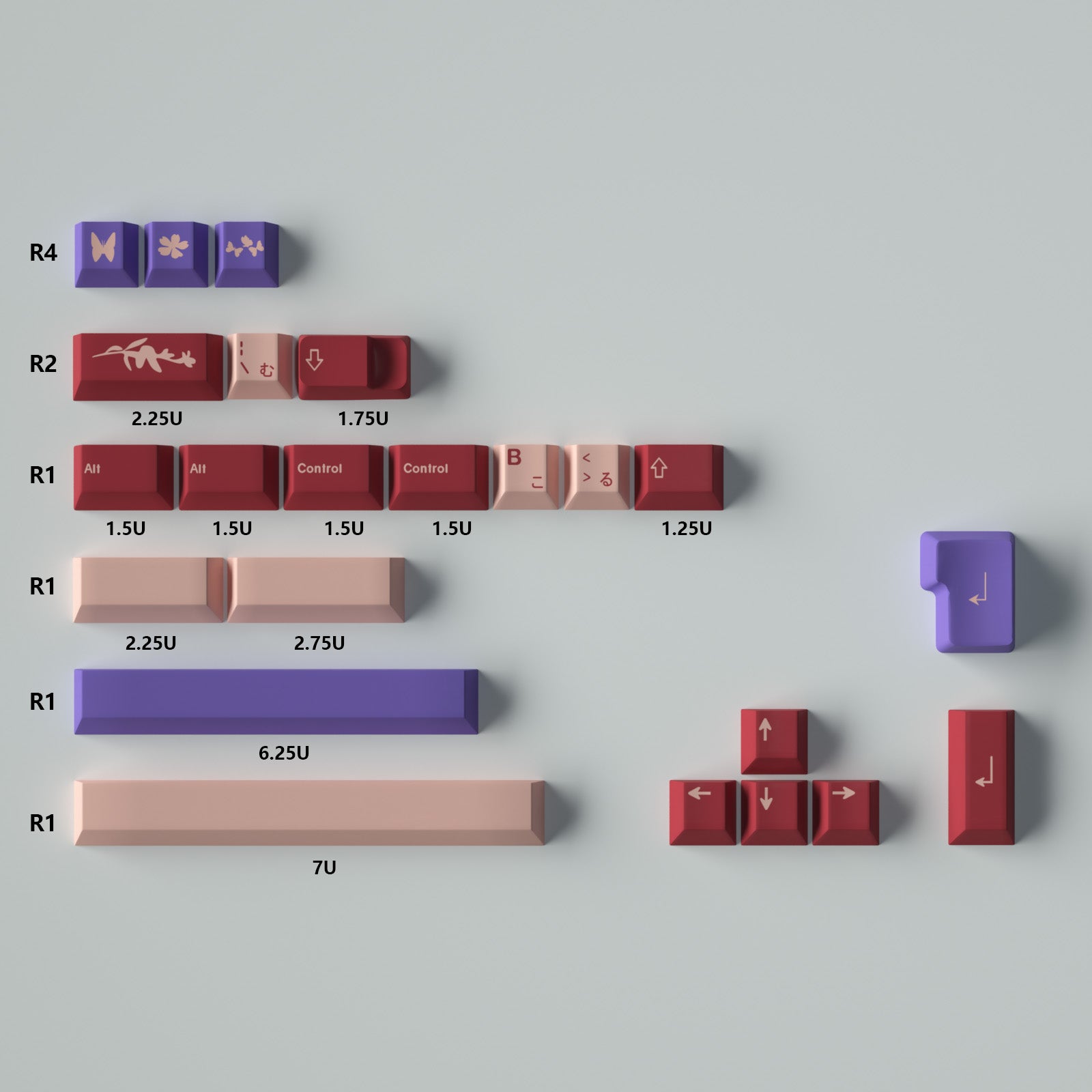 Jeu De Touches PBT Rétro Marron/gris - 119 Keycaps, Profil MA, Pour Clavier Mécanique ANSI, Cherry MX