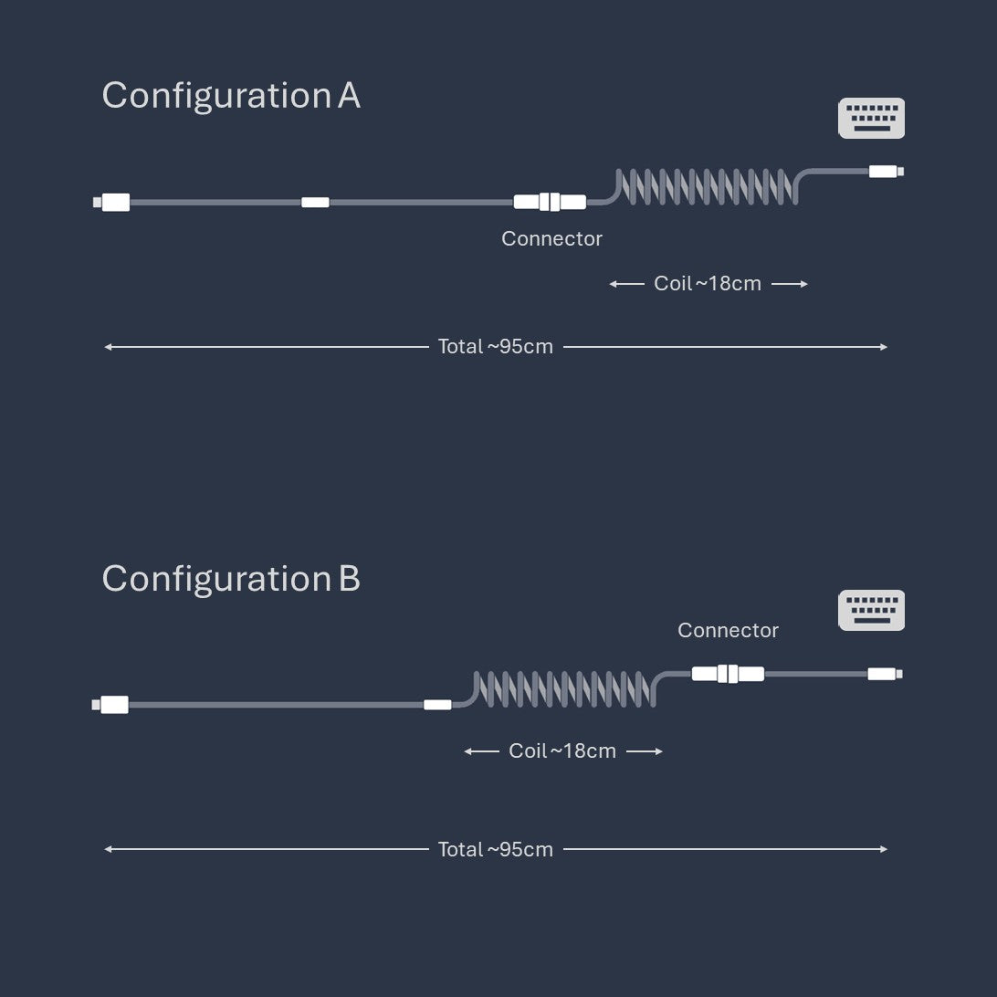 Build to Order Coiled Keyboard Aviator Custom Cable, Lemo Style Connector