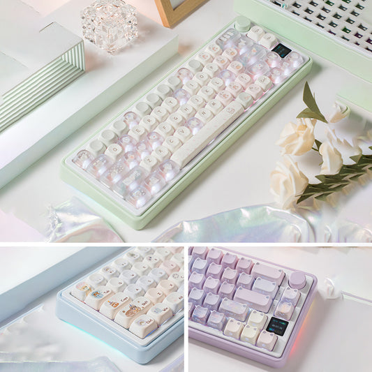 Candy65 Cute Mechanical Keyboard with Media Knob and Screen Barebone