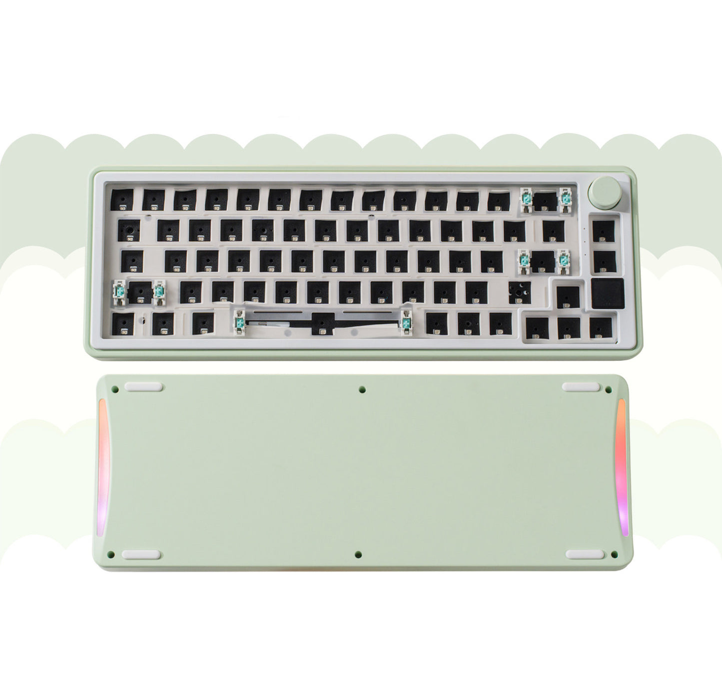 Candy65 Cute Mechanical Keyboard with Media Knob and Screen Barebone
