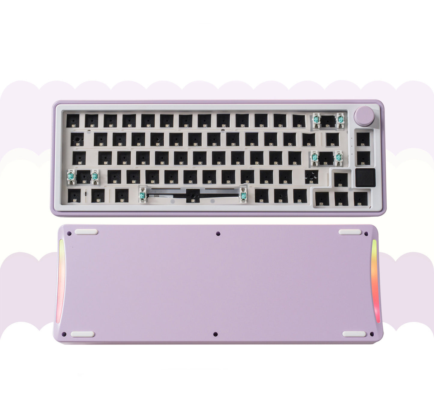 Candy65 Cute Mechanical Keyboard with Media Knob and Screen Barebone