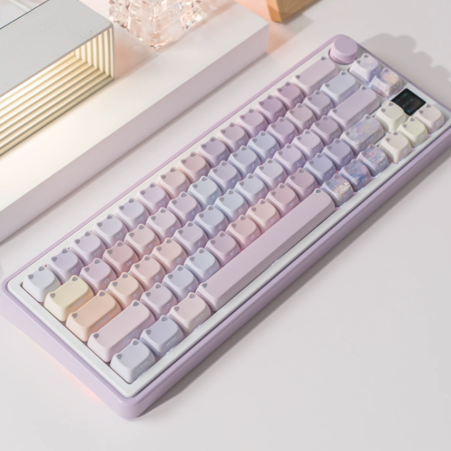 Candy65 Cute Mechanical Keyboard with Media Knob and Screen Barebone