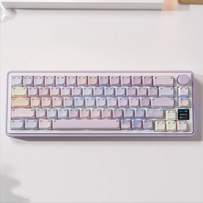 Candy65 Cute Mechanical Keyboard with Media Knob and Screen Barebone
