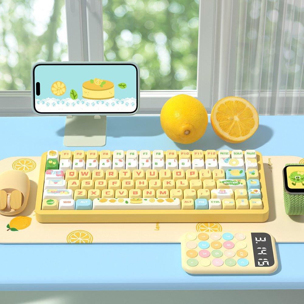 Lemon Cheese Cake (Yellow) Cute Keycap Set, MDA Profile, PBT Dye Sub Key Cap