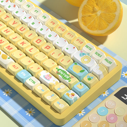 Lemon Cheese Cake (Yellow) Cute Keycap Set, MDA Profile, PBT Dye Sub Key Cap