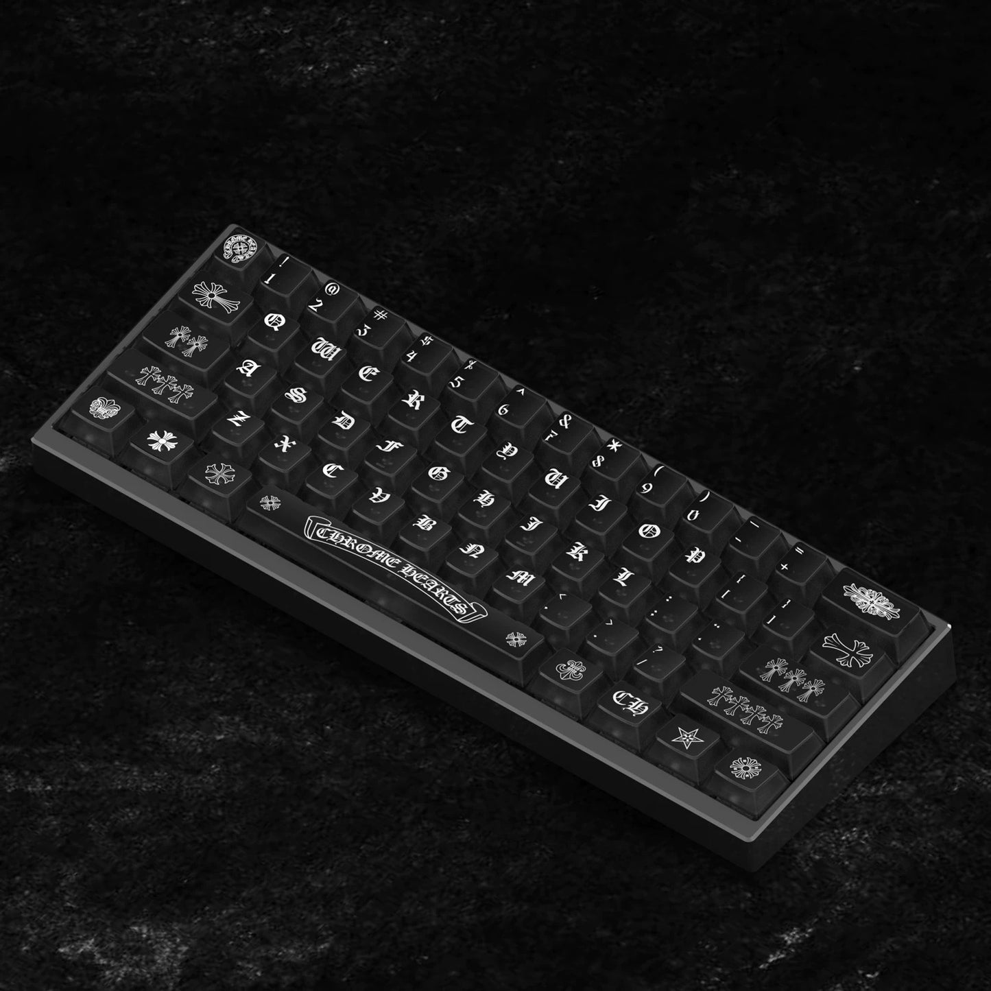 Chrome Hearts Style Keycap Set, Cherry Profile, PC Transparent UV Printed Key Caps