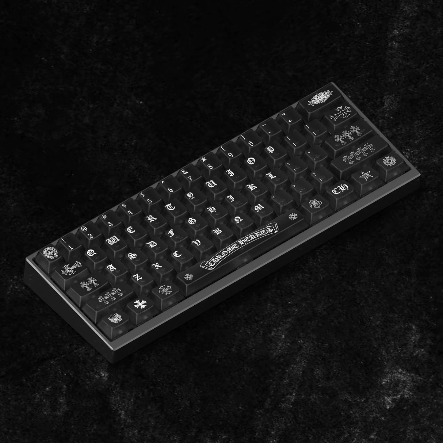 Chrome Hearts Style Keycap Set, Cherry Profile, PC Transparent UV Printed Key Caps