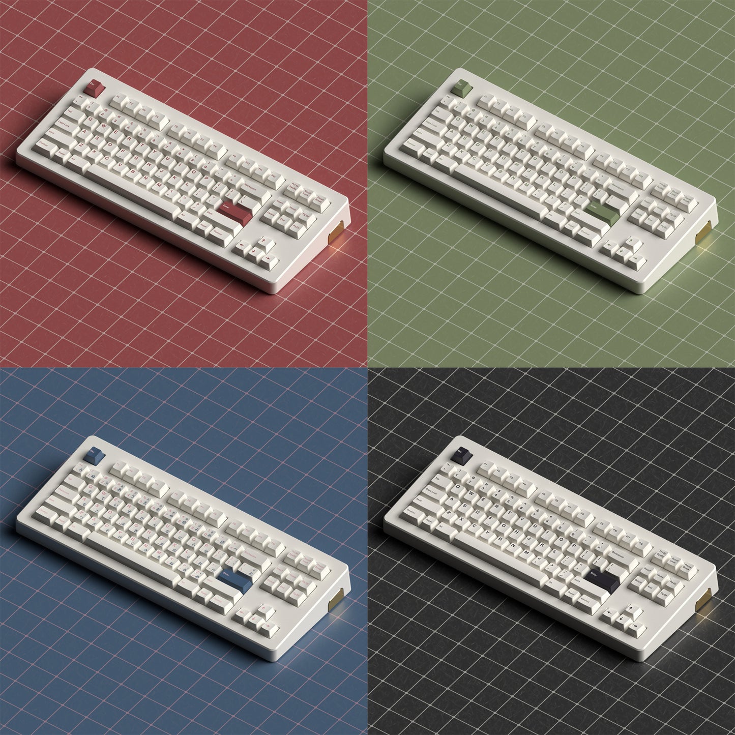 Minimalist Color on White Keycap Set, Cherry Profile, Dye Sub PBT Key Cap