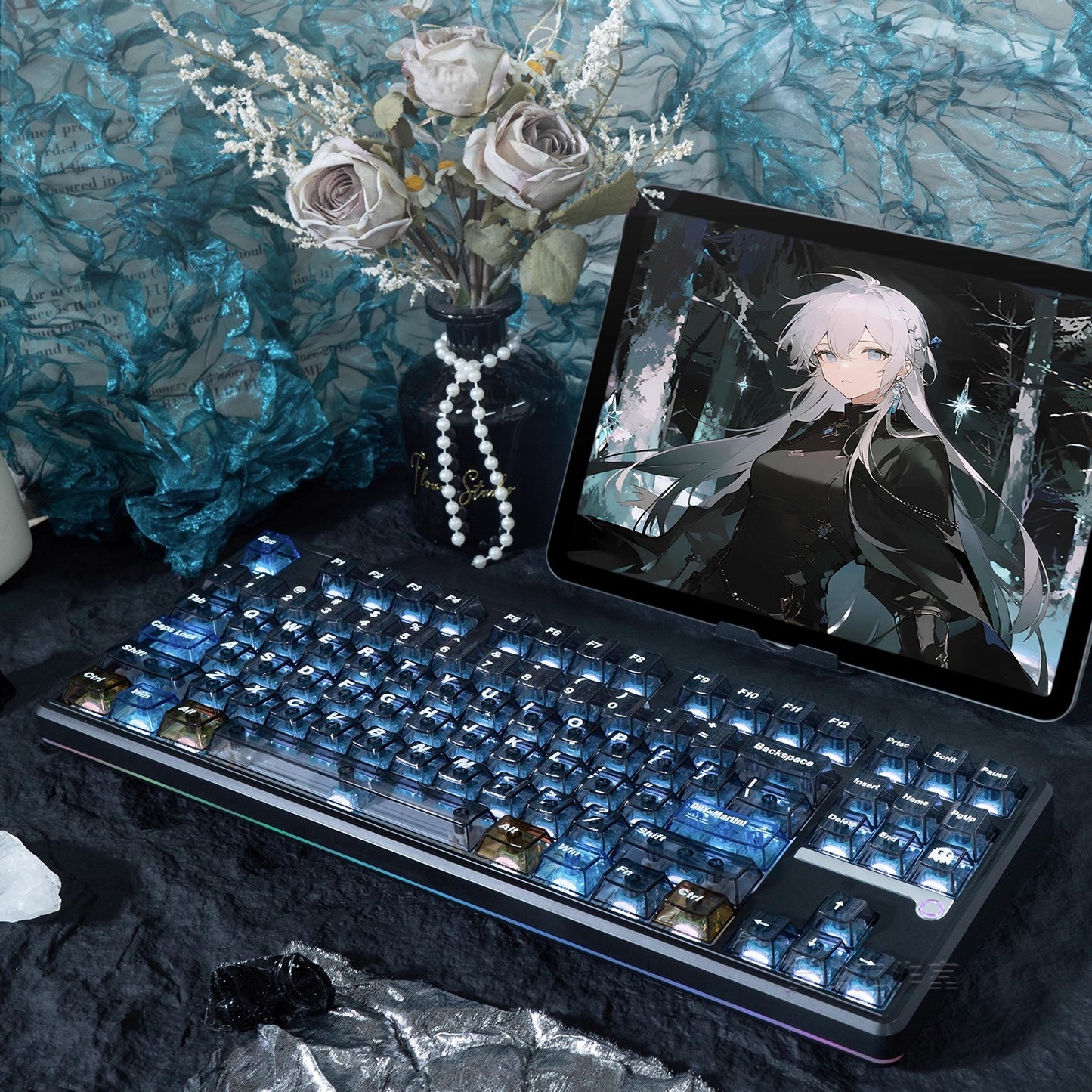 Crystal Forest Transparent PC Keycap Set, Cherry Profile, Silk Screen Key Cap