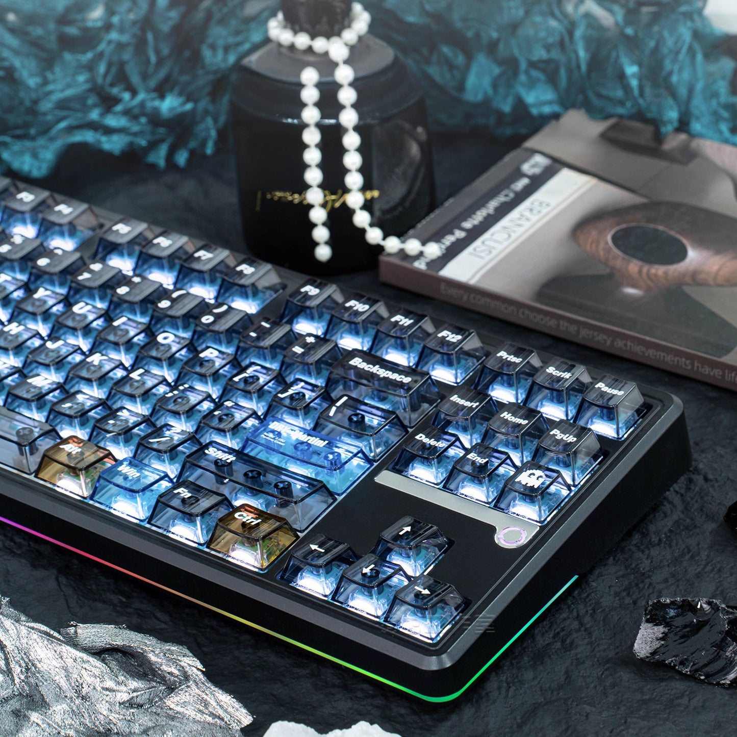 Crystal Forest Transparent PC Keycap Set, Cherry Profile, Silk Screen Key Cap