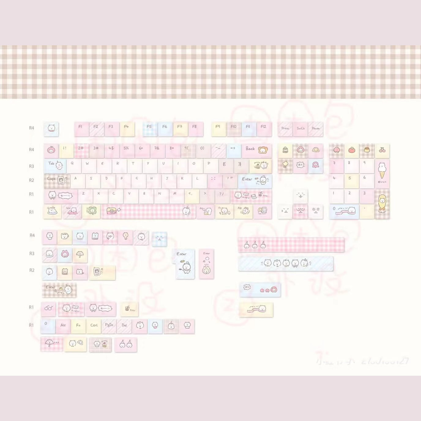 Bear Cute Keycap Set, Cherry Profile, Dye Sub PBT
