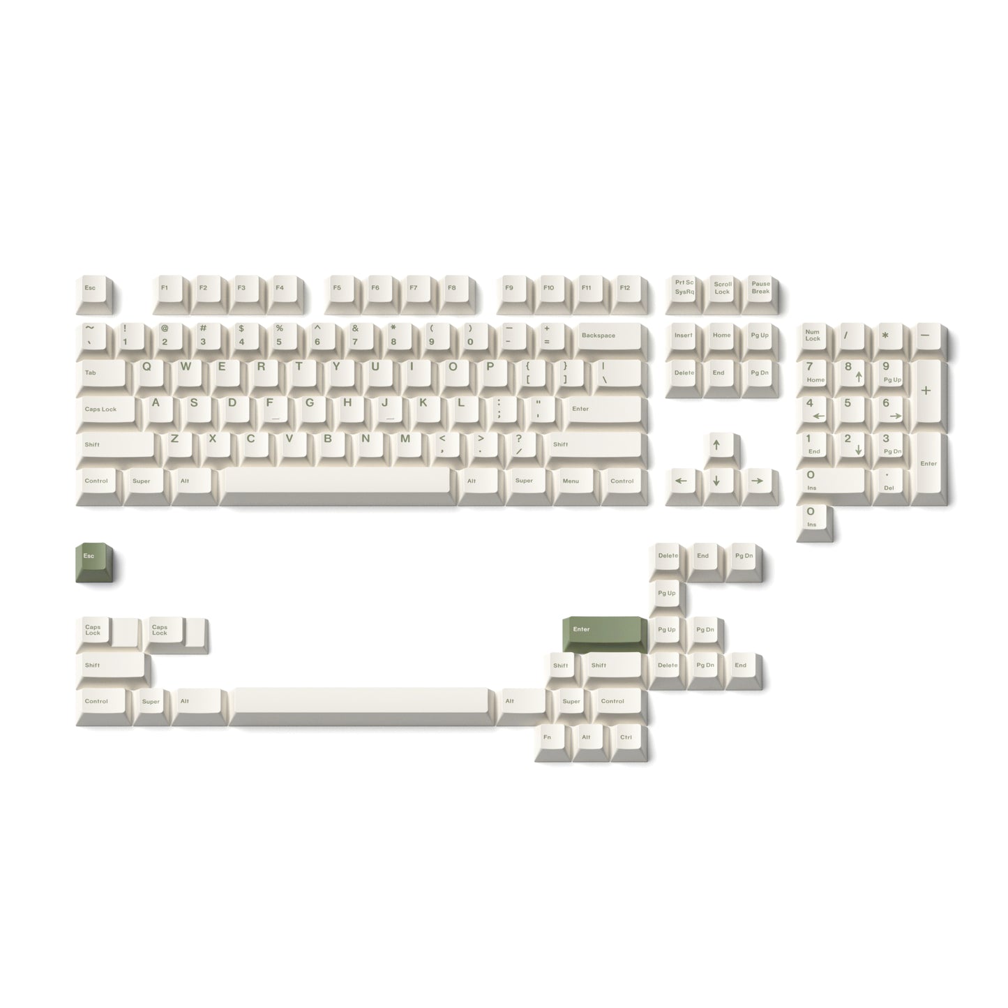 Minimalist Color on White Keycap Set, Cherry Profile, Dye Sub PBT Key Cap