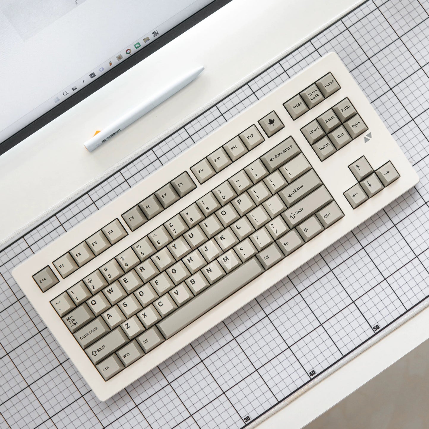 Classic Retro Beige Keycap Set, Cherry Profile, Double Shot ABS Key Cap