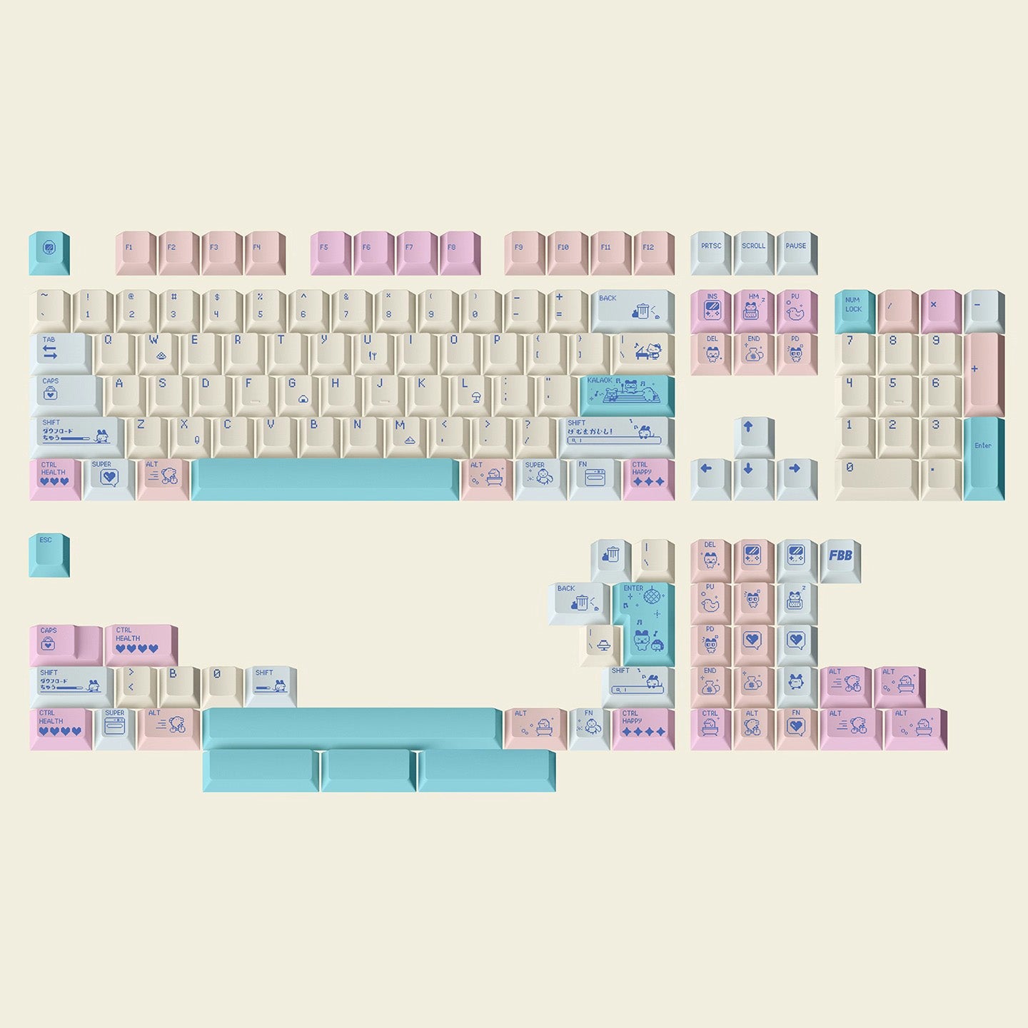 FBB Digital Pet Keycap Set, Cherry Profile, Dye Sub PBT